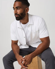 Short Sleeve Ponto Button Down Shirt | White