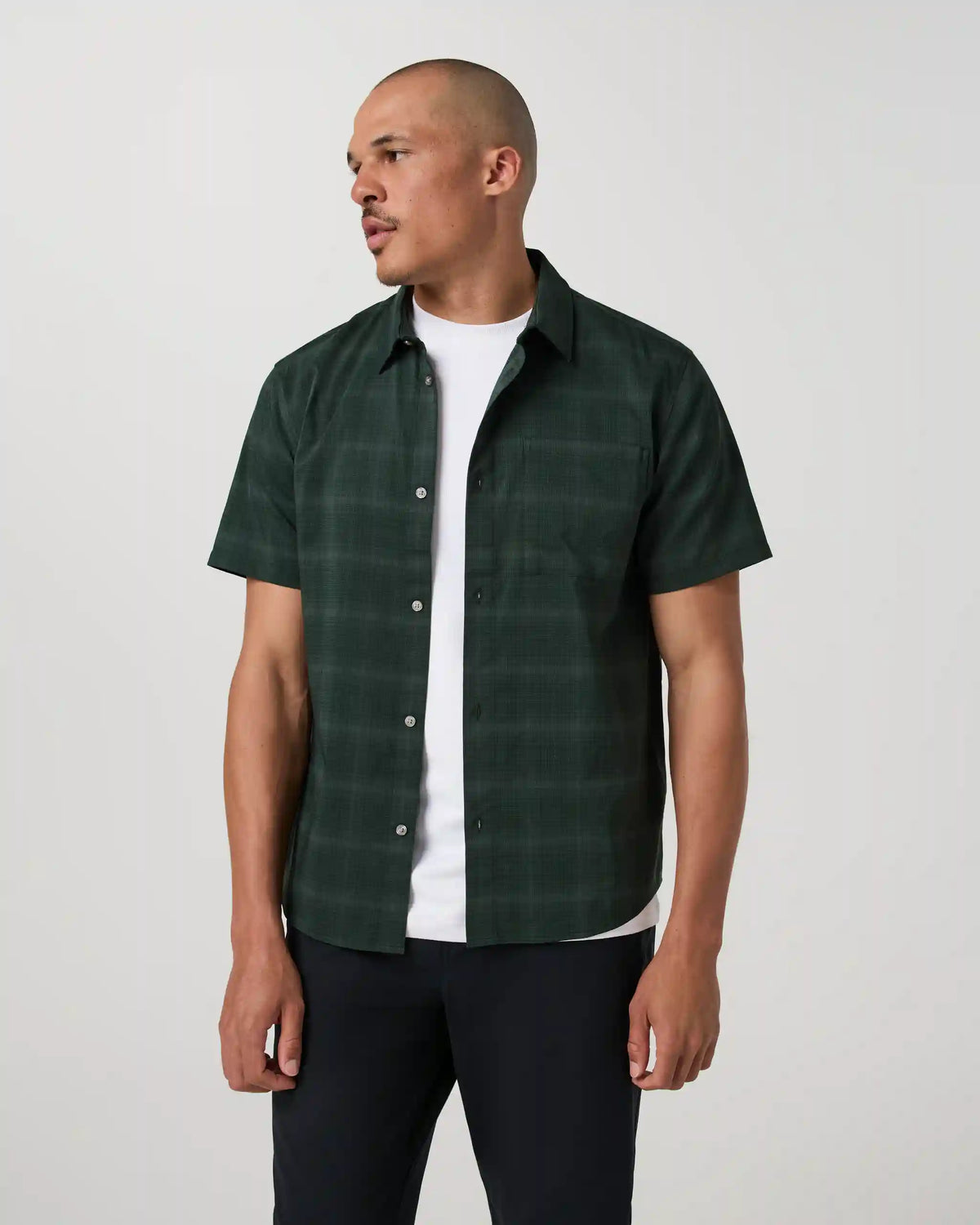 Short Sleeve Plaid Button Down Shirt | Evergreen