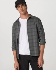 Long Sleeve Plaid Button Down Shirt | Dark Pewter