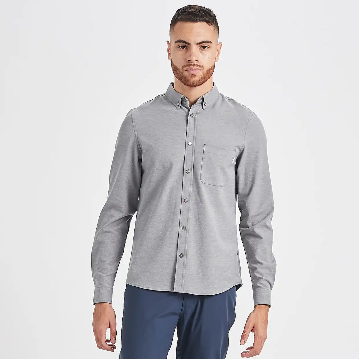 Bishop Long-Sleeve Button-Down | Light Grey