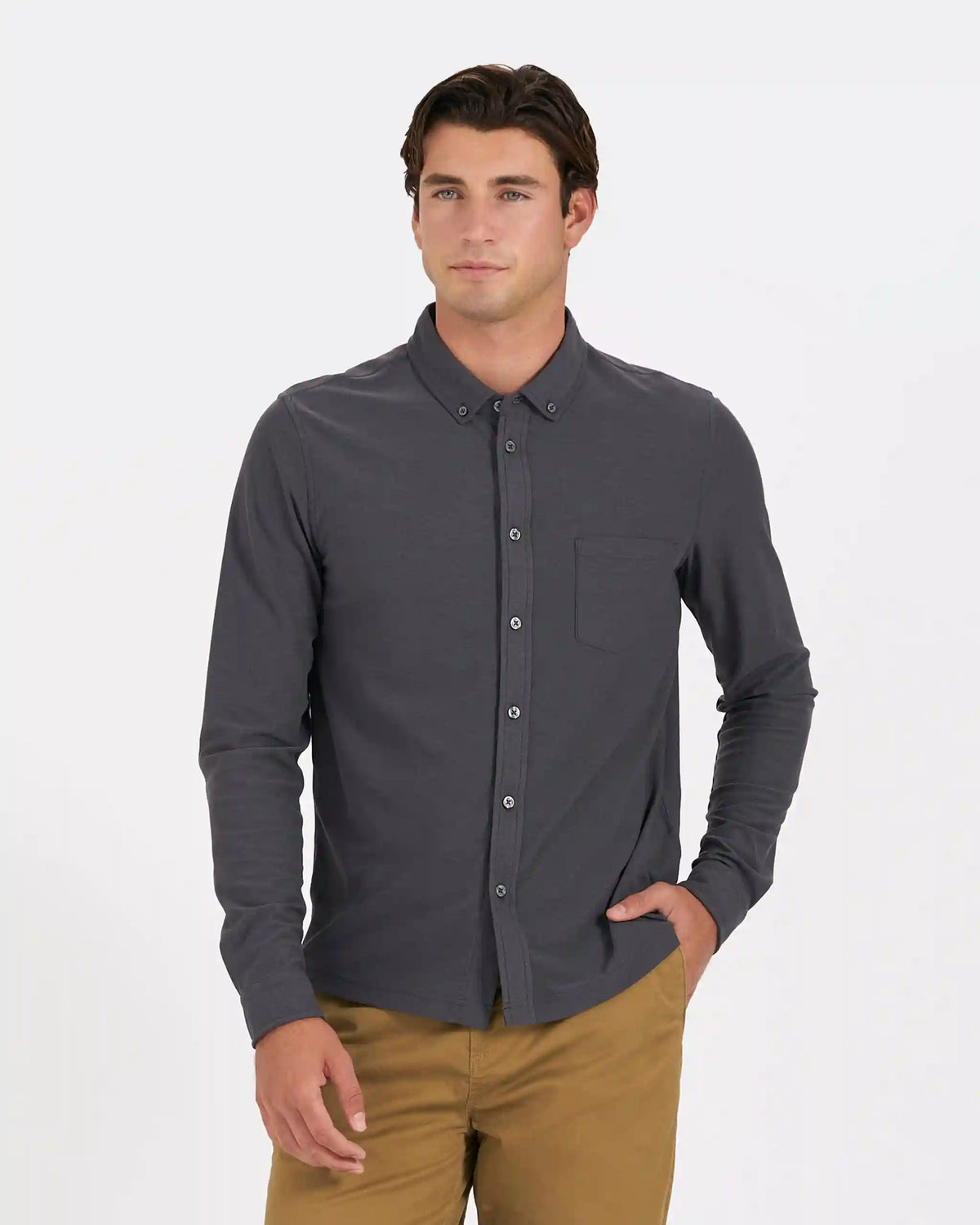 Long Sleeve Ace Button-Down | Charcoal