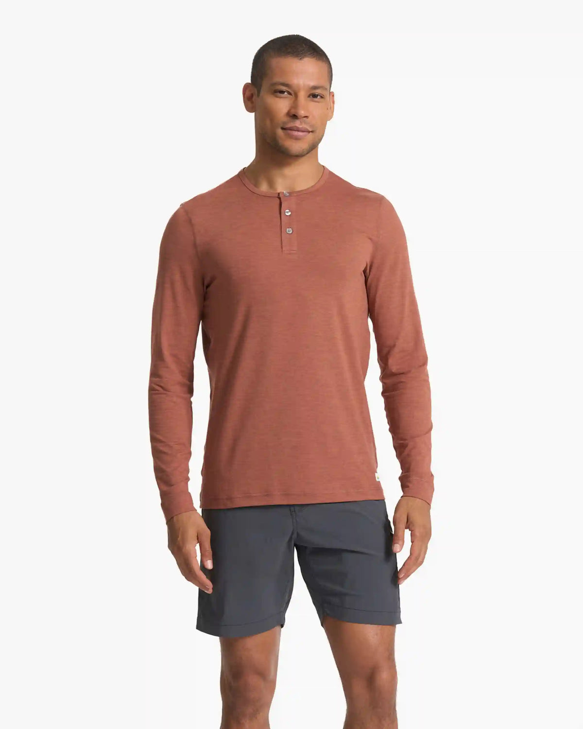 Long-Sleeve Ease Performance Henley | Copper Heather