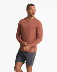 Long-Sleeve Ease Performance Henley | Copper Heather