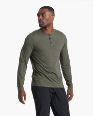 Long-Sleeve Ease Performance Henley | Oregano Heather