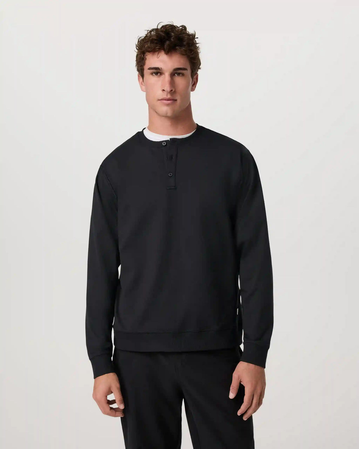 Long Sleeve Coronado Henley - Relaxed Fit | Black Heather