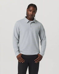 Long Sleeve Waffle Polo | Sea Fog