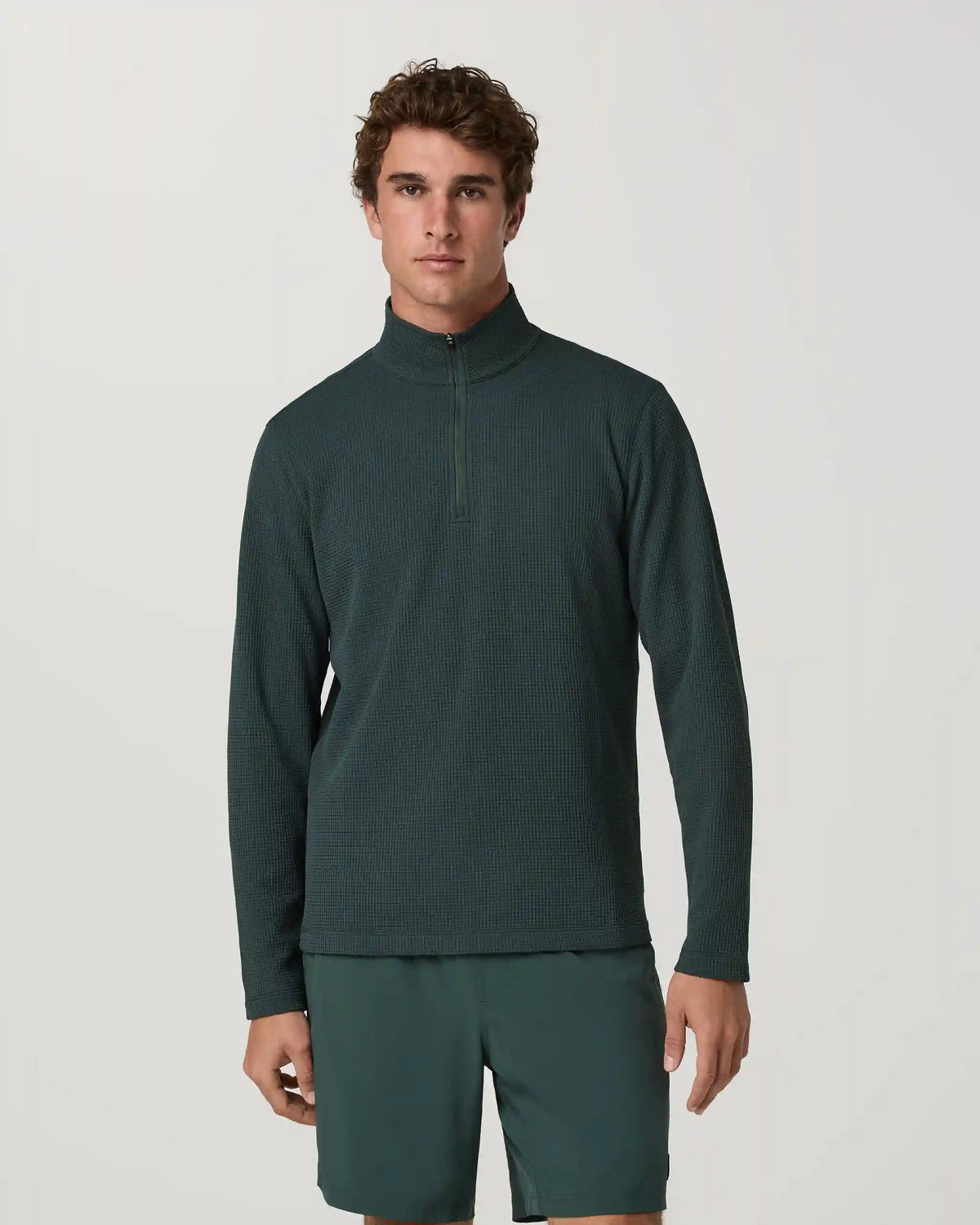Lightweight Tech Waffle Quarter Zip | Hemlock