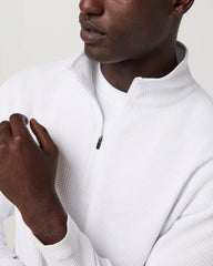 Lightweight Tech Waffle Quarter Zip | White