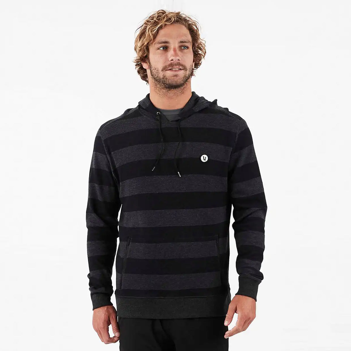 Clark Hoodie | Black-Charcoal Stripe
