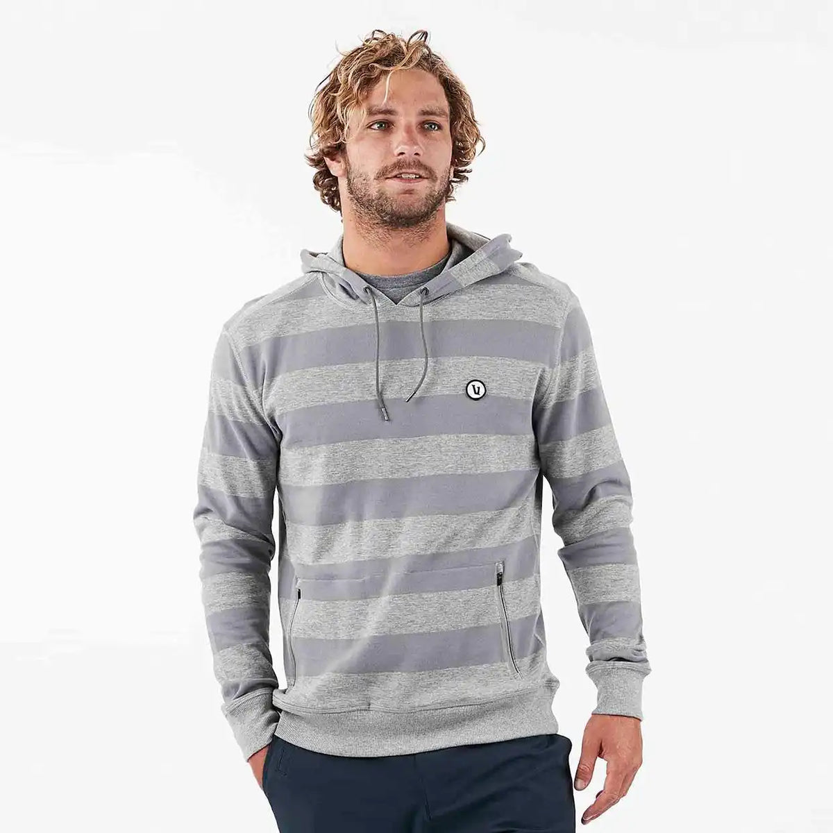 Clark Hoodie | Heather Grey Stripe