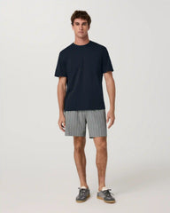 Aim Elastic Waist Short 7" | Concrete Marina Stripe Linen Texture