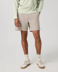 Aim Elastic Waist Short 7" | Khaki Linen Texture