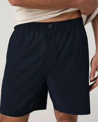 Aim Elastic Waist Short 7" | Navy Houndstooth Linen Texture