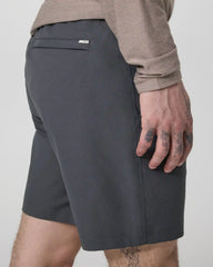 Cascade Crinkle Elastic Waist Short 8" | Charcoal