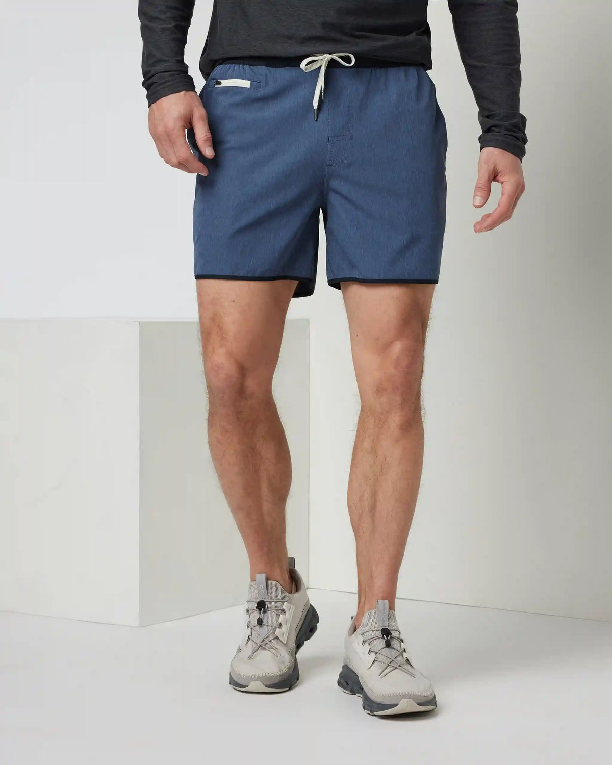 Banks Short Unlined 5" | Azure Linen Texture