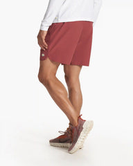 Banks Short Unlined 5" | Earth Red Linen Texture