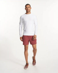 Banks Short Unlined 5" | Earth Red Linen Texture