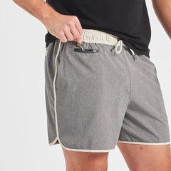 Banks Short Unlined 5" | Grey Linen Texture