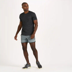 Banks Short Unlined 5" | Steel Blue Linen Texture Stripe