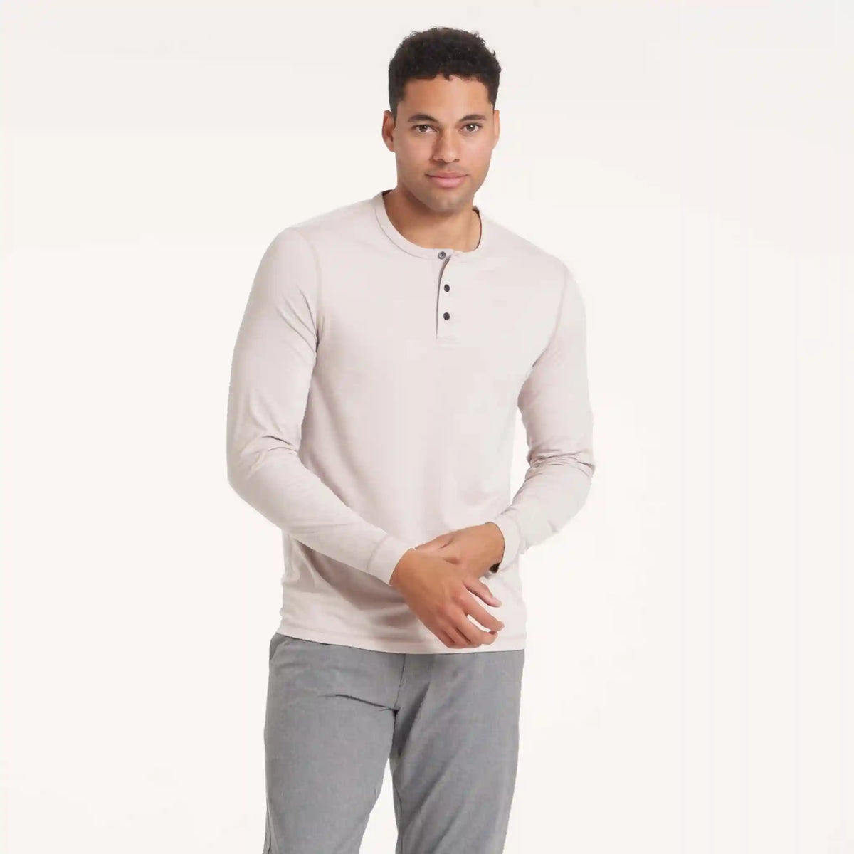Long-Sleeve Ease Performance Henley | Oyster Heather