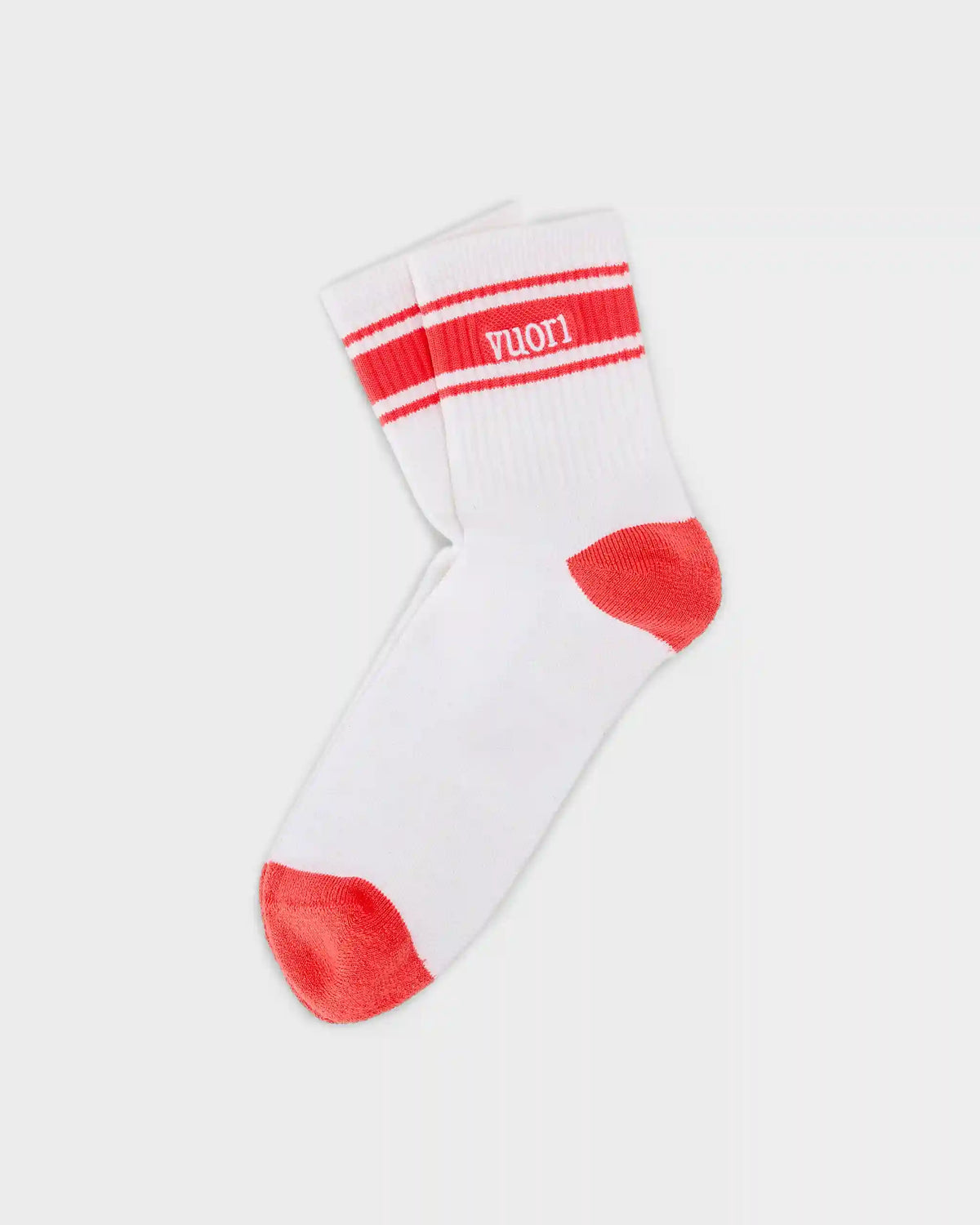 Half Crew Stripe Novelty Sock | White/Bright Coral