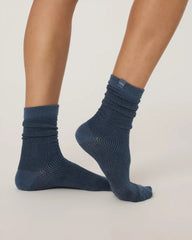 Micro Stripe Crew Sock | Bay Blue
