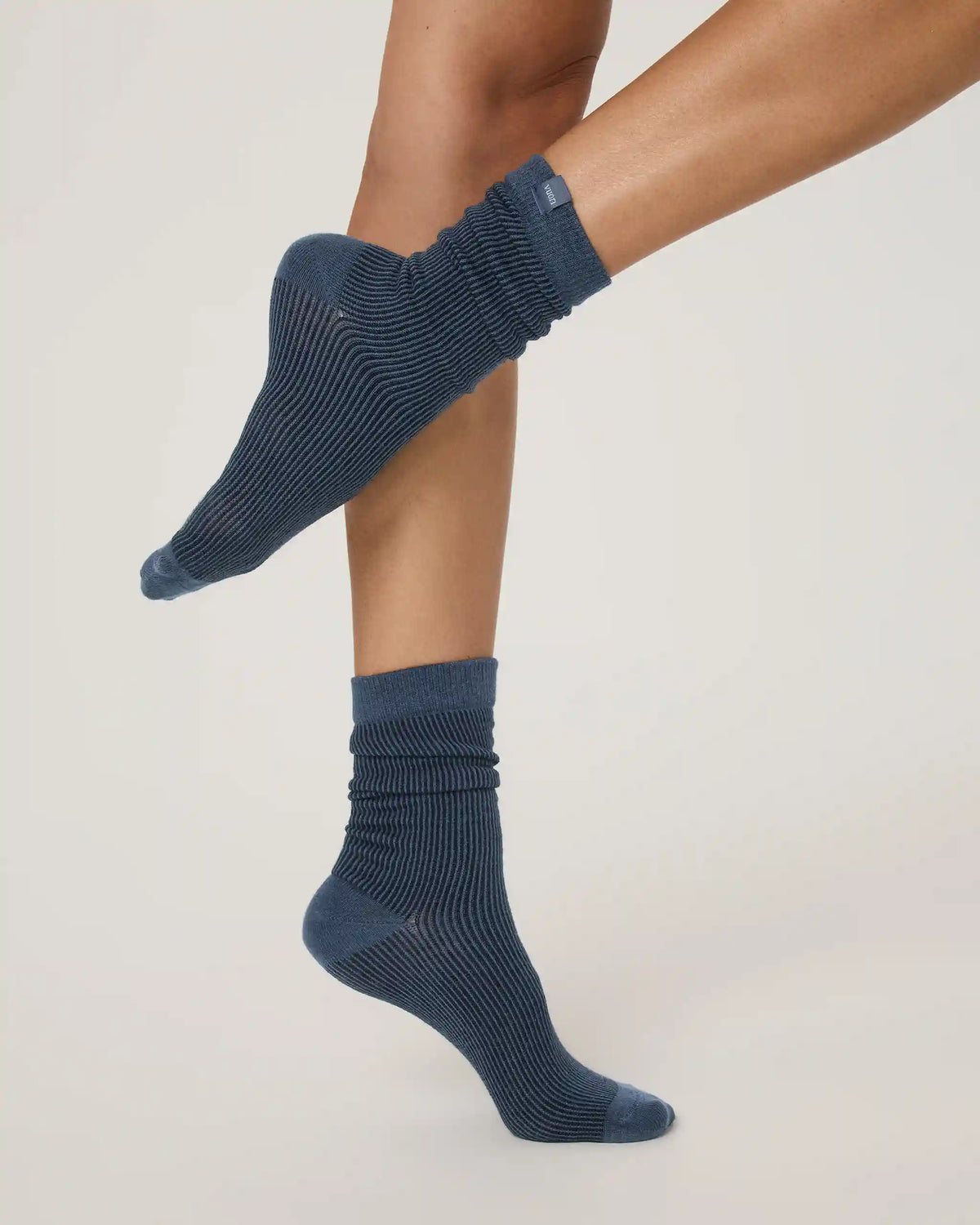 Micro Stripe Crew Sock | Bay Blue