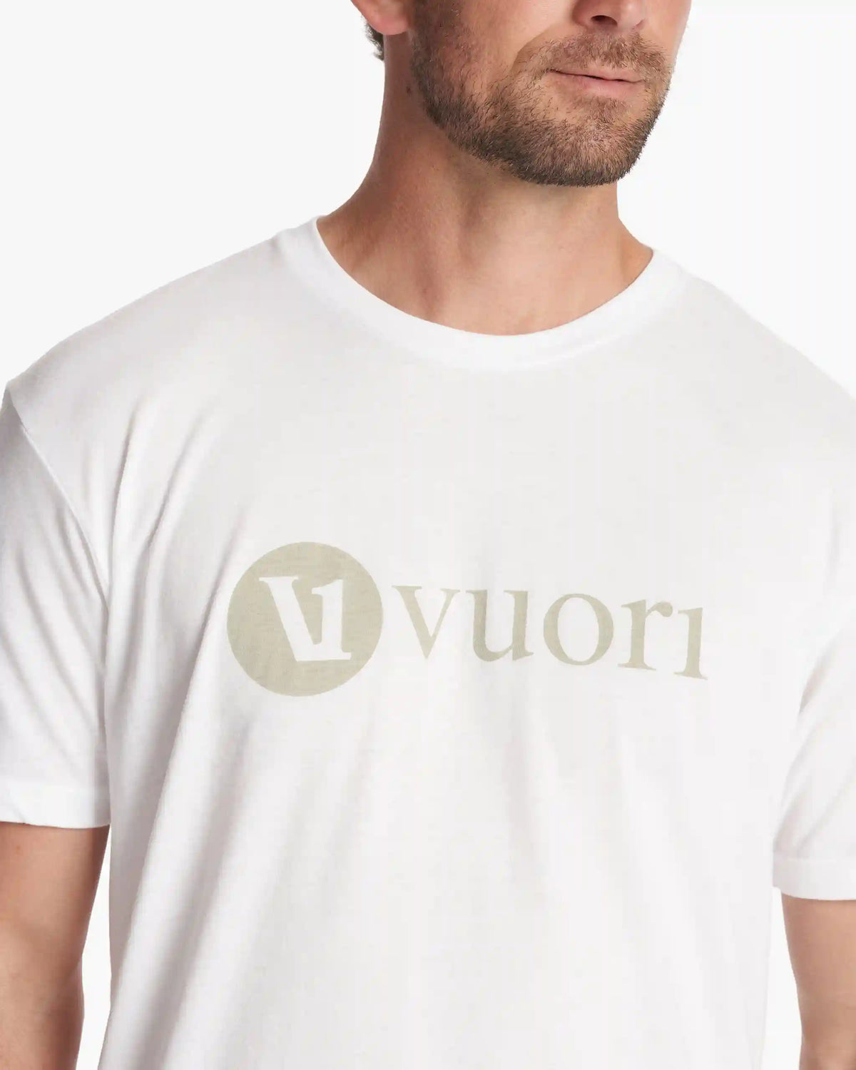 V1 Vuori Wordmark Logo Tee | White/White Sage