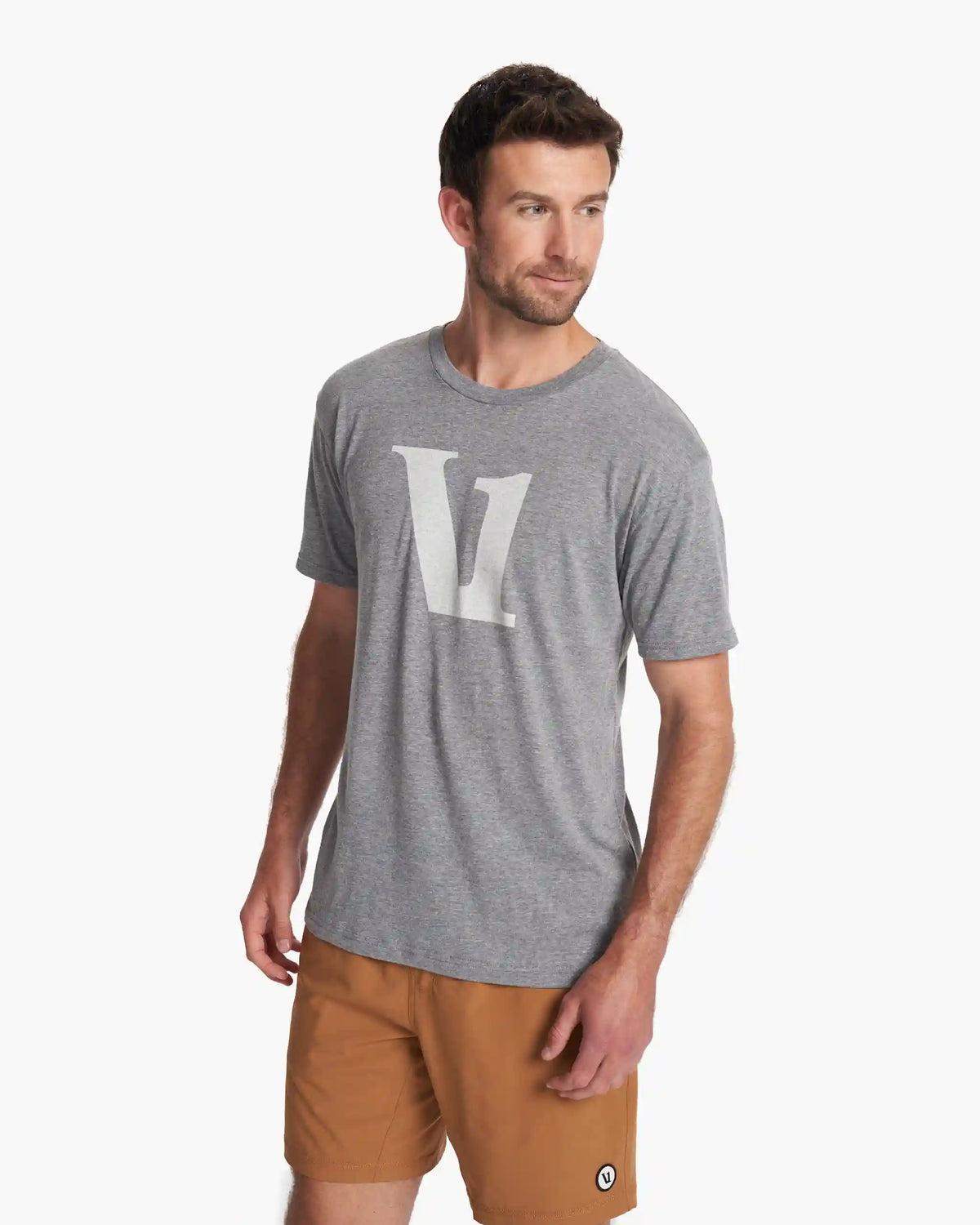 V1 Logo Tee | Heather Grey/White