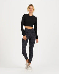 Long-Sleeve Lux Crop Tee | Black