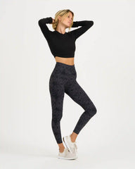 Long-Sleeve Lux Crop Tee | Black