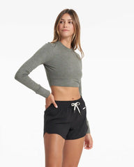 Long-Sleeve Lux Crop Tee | Dusty Pine Heather