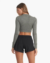 Long-Sleeve Lux Crop Tee | Dusty Pine Heather