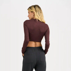 Long-Sleeve Lux Crop Tee | Fig Heather