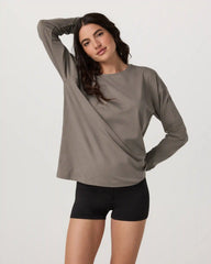 Long-Sleeve Feather Tee | Smokey Taupe