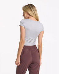 Short Sleeve Halo Crop | Pale Grey Heather