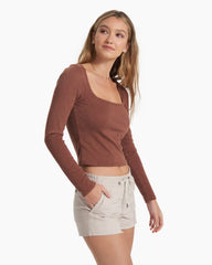 Long Sleeve Sunrise Square Neck | Hazelnut