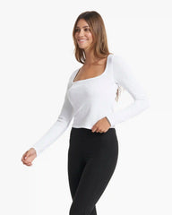Long-Sleeve Sunrise Square Neck | White