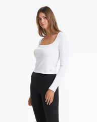 Long-Sleeve Sunrise Square Neck | White