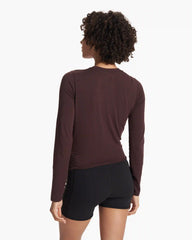 Long-Sleeve Coast Crop Crew | Mahogany