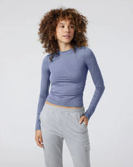 Long Sleeve Halo Ruched Tee | Blue Heron Heather