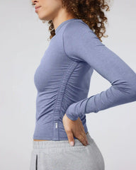 Long Sleeve Halo Ruched Tee | Blue Heron Heather