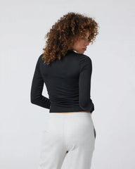 Long Sleeve Halo Ruched Tee | Black Heather