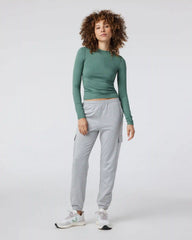 Long Sleeve Halo Ruched Tee | Sea Pine Heather