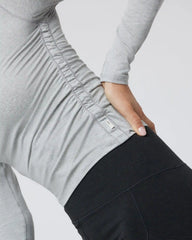 Long Sleeve Halo Ruched Tee | Pale Grey Heather