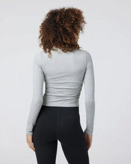 Long Sleeve Halo Ruched Tee | Pale Grey Heather