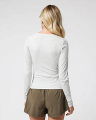 Long Sleeve Pose Henley | White Heather Grey