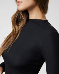 Long Sleeve Cove Mock Neck Top | Black