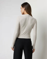 Long Sleeve Cove Mock Neck Top | Ecru