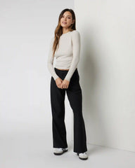Long Sleeve Cove Mock Neck Top | Ecru